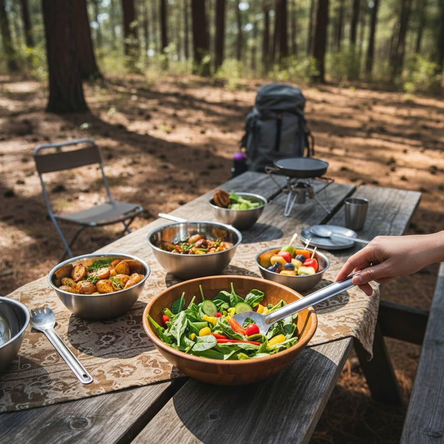 Titanium Utility Cutlery Set, Portable tableware titanium utensil set with case, Table Spoon Fork Chopsticks Knife set for Outdoor Travel Camping Backpacking (Total 5 PCS)