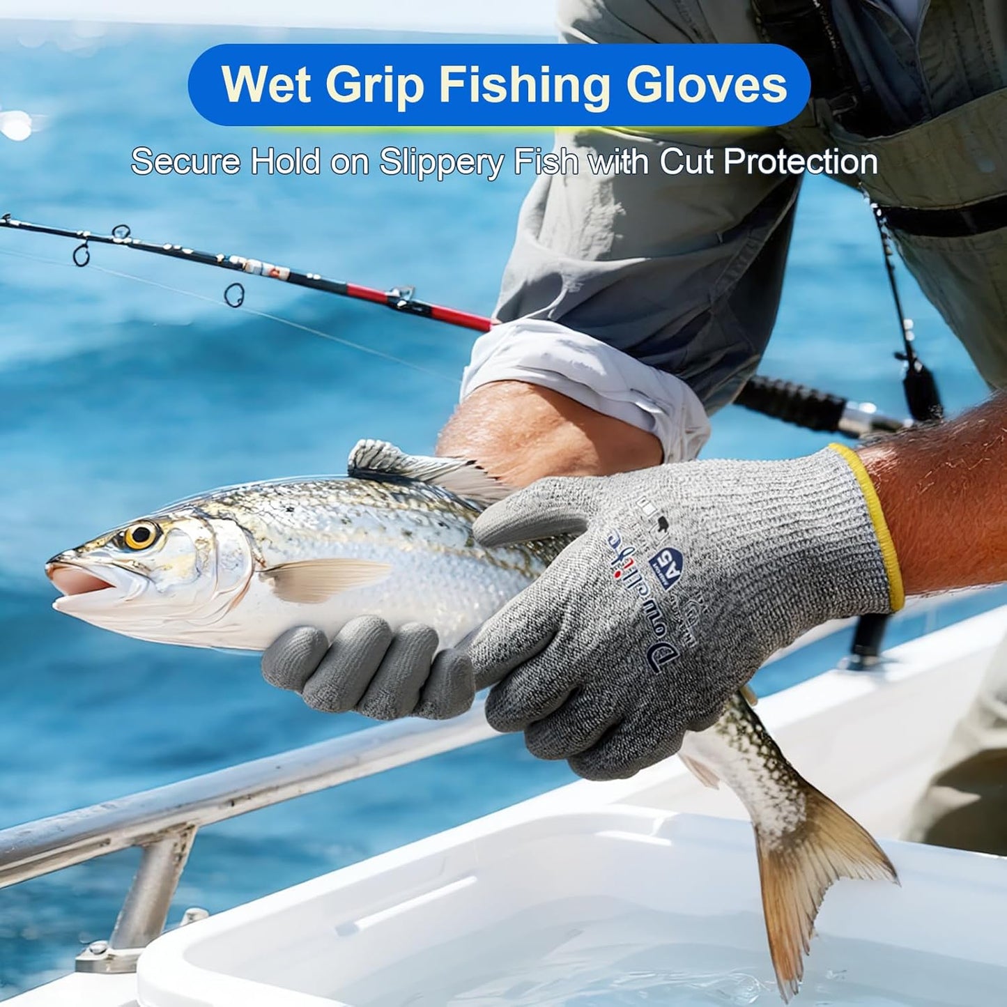 Cut Resistant Work Gloves for Men & Women - ANSI A5 & EN388 Level 4, Breathable PU Coated, Grey Non-Marking - for Gardening, Fishing, Automotive, Construction, Wood Carving (Large, Grey)