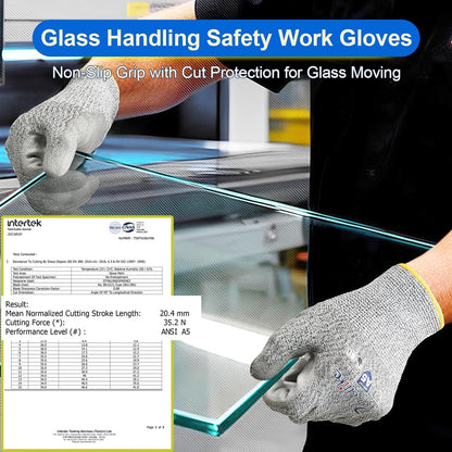 Cut Resistant Work Gloves for Men & Women - ANSI A5 & EN388 Level 4, Breathable PU Coated, Grey Non-Marking - for Gardening, Fishing, Automotive, Construction, Wood Carving (Large, Grey)