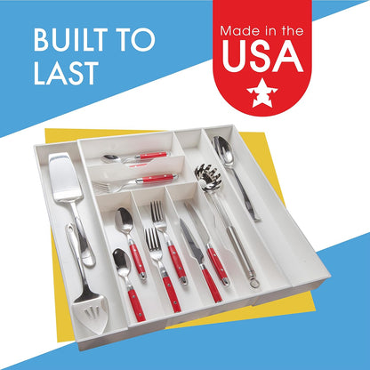 Expandable Silverware Drawer Organizer, Large Utensils | Fits big spoons and serving pieces easily, Adjusts to fit narrow or wide drawers, Great for everyday cutlery storage