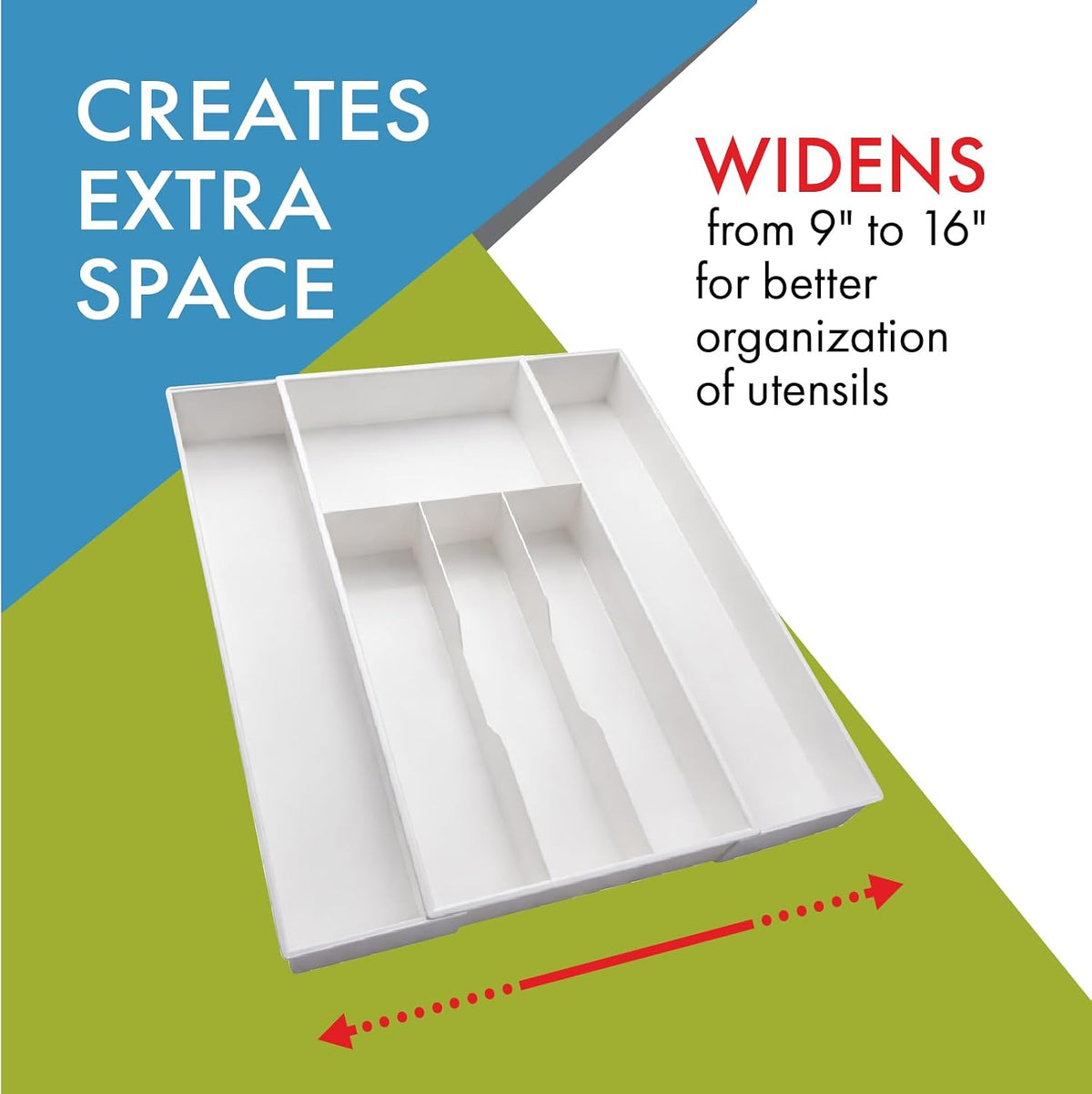 Expandable Silverware Drawer Organizer, Large Utensils | Fits big spoons and serving pieces easily, Adjusts to fit narrow or wide drawers, Great for everyday cutlery storage