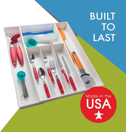 Expandable Silverware Drawer Organizer, Large Utensils | Fits big spoons and serving pieces easily, Adjusts to fit narrow or wide drawers, Great for everyday cutlery storage