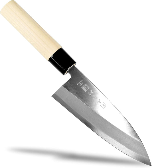 Deba Knife 5.9" 15cm High Carbon White Steel Magnolia Wood Handle | Seki Japan Japanese Fish Butchering Knife