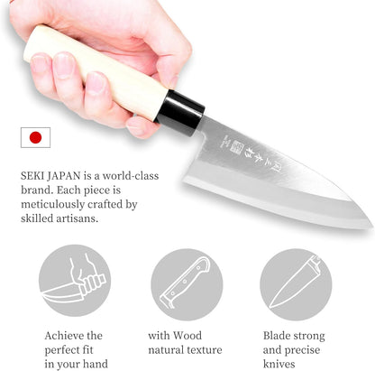 Deba Knife 5.9" 15cm High Carbon White Steel Magnolia Wood Handle | Seki Japan Japanese Fish Butchering Knife