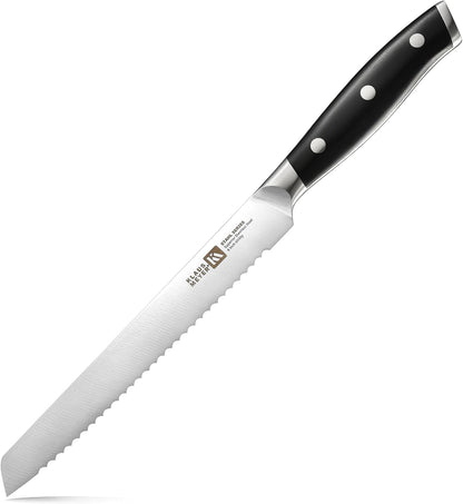 6 Inch Serrated Utility Knife, Bread and Tomato Knife(Black) | High Carbon German Steel, Full Tang, Ultra-Sharp Serrated, Rust-Resistant, Ergonomic ABS Handle, Versatile Usage, Clean Cut