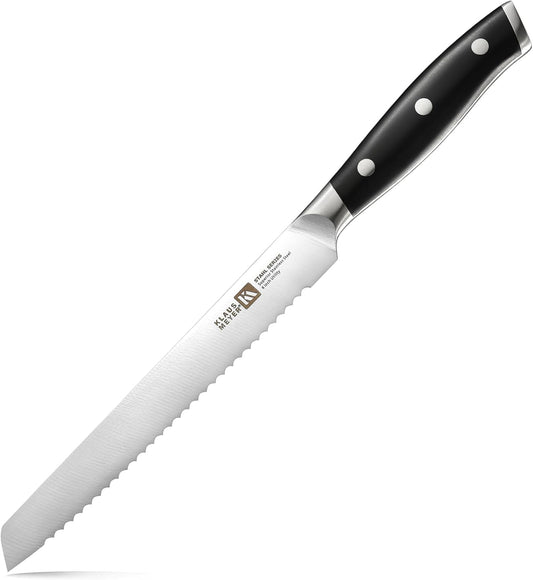 6 Inch Serrated Utility Knife, Bread and Tomato Knife(Black) | High Carbon German Steel, Full Tang, Ultra-Sharp Serrated, Rust-Resistant, Ergonomic ABS Handle, Versatile Usage, Clean Cut