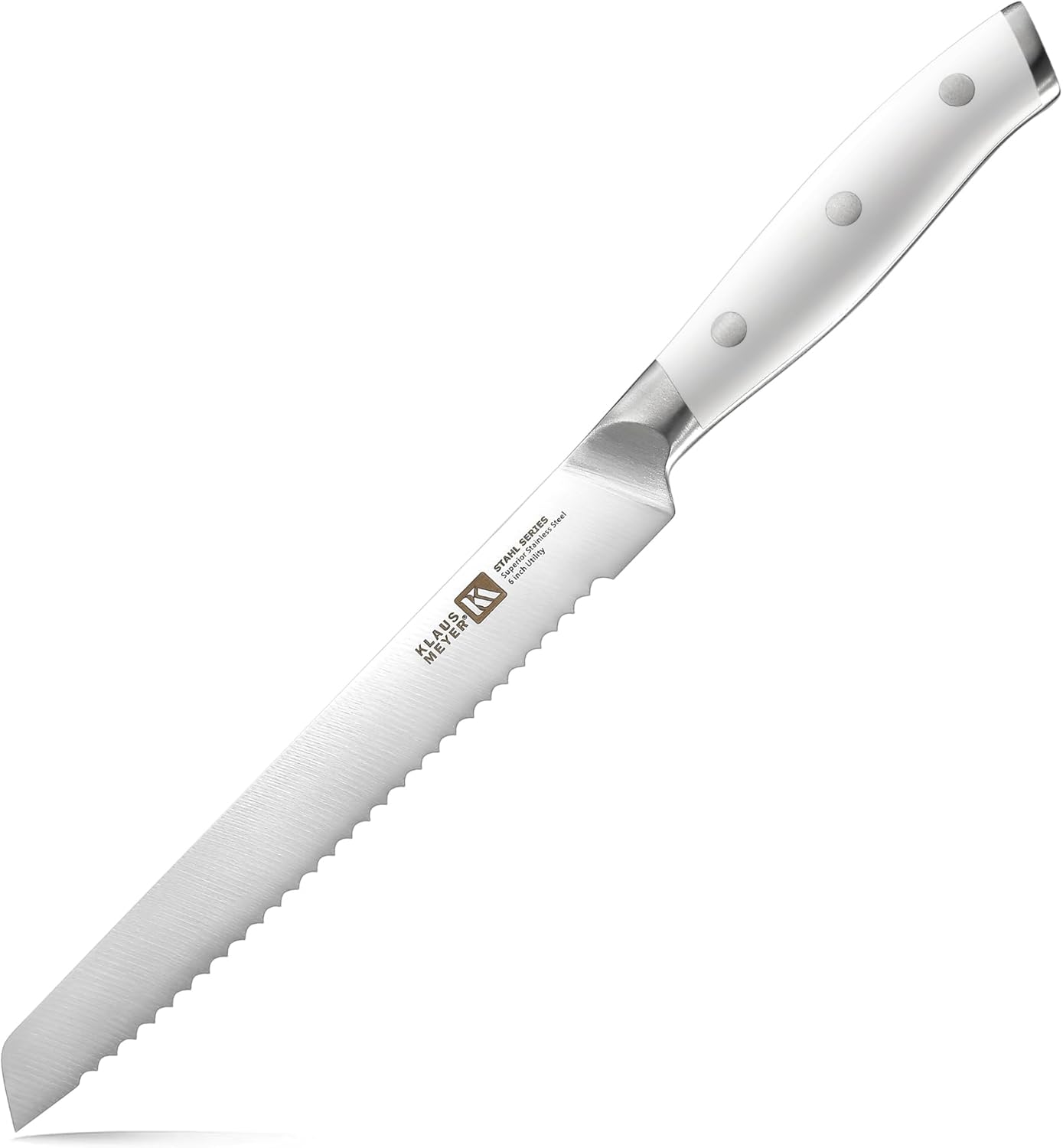 6 Inch Serrated Utility Knife, Bread and Tomato Knife(Black) | High Carbon German Steel, Full Tang, Ultra-Sharp Serrated, Rust-Resistant, Ergonomic ABS Handle, Versatile Usage, Clean Cut