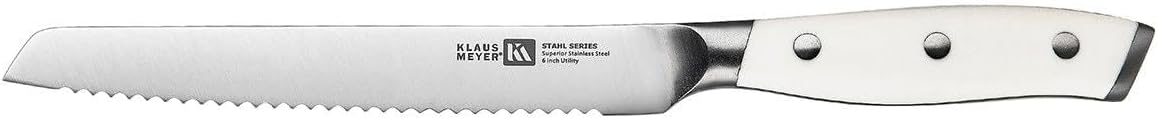 6 Inch Serrated Utility Knife, Bread and Tomato Knife(Black) | High Carbon German Steel, Full Tang, Ultra-Sharp Serrated, Rust-Resistant, Ergonomic ABS Handle, Versatile Usage, Clean Cut