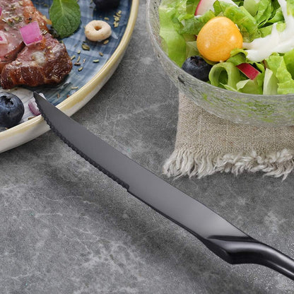 Stainless Steel Steak Knives Set of 6,Forge Steak Knife,Serrated Steak Knives Set,6 Piece Heavy Steak Knives-10 inch,Mirror Polished,Dishwasher Safe (Gold, 6 Pieces Set)