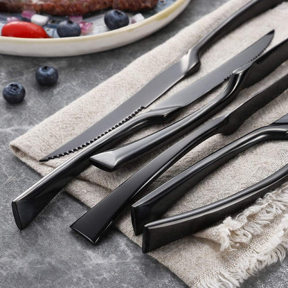 Stainless Steel Steak Knives Set of 6,Forge Steak Knife,Serrated Steak Knives Set,6 Piece Heavy Steak Knives-10 inch,Mirror Polished,Dishwasher Safe (Gold, 6 Pieces Set)