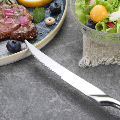 Stainless Steel Steak Knives Set of 6,Forge Steak Knife,Serrated Steak Knives Set,6 Piece Heavy Steak Knives-10 inch,Mirror Polished,Dishwasher Safe (Gold, 6 Pieces Set)