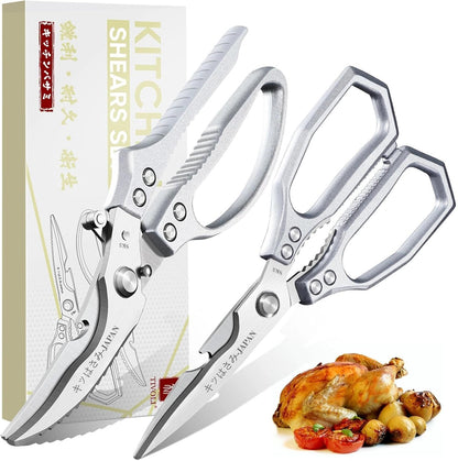 Multifunctional Poultry Shears Black with Non-Slip Handle | Japanese SK5 High-carbon Stainless Steel, Ergonomic Non-Slip Handle, Gift Box, for Chicken, Meat, Turkey, Fish, Vegetables