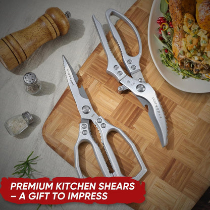 Multifunctional Poultry Shears Black with Non-Slip Handle | Japanese SK5 High-carbon Stainless Steel, Ergonomic Non-Slip Handle, Gift Box, for Chicken, Meat, Turkey, Fish, Vegetables
