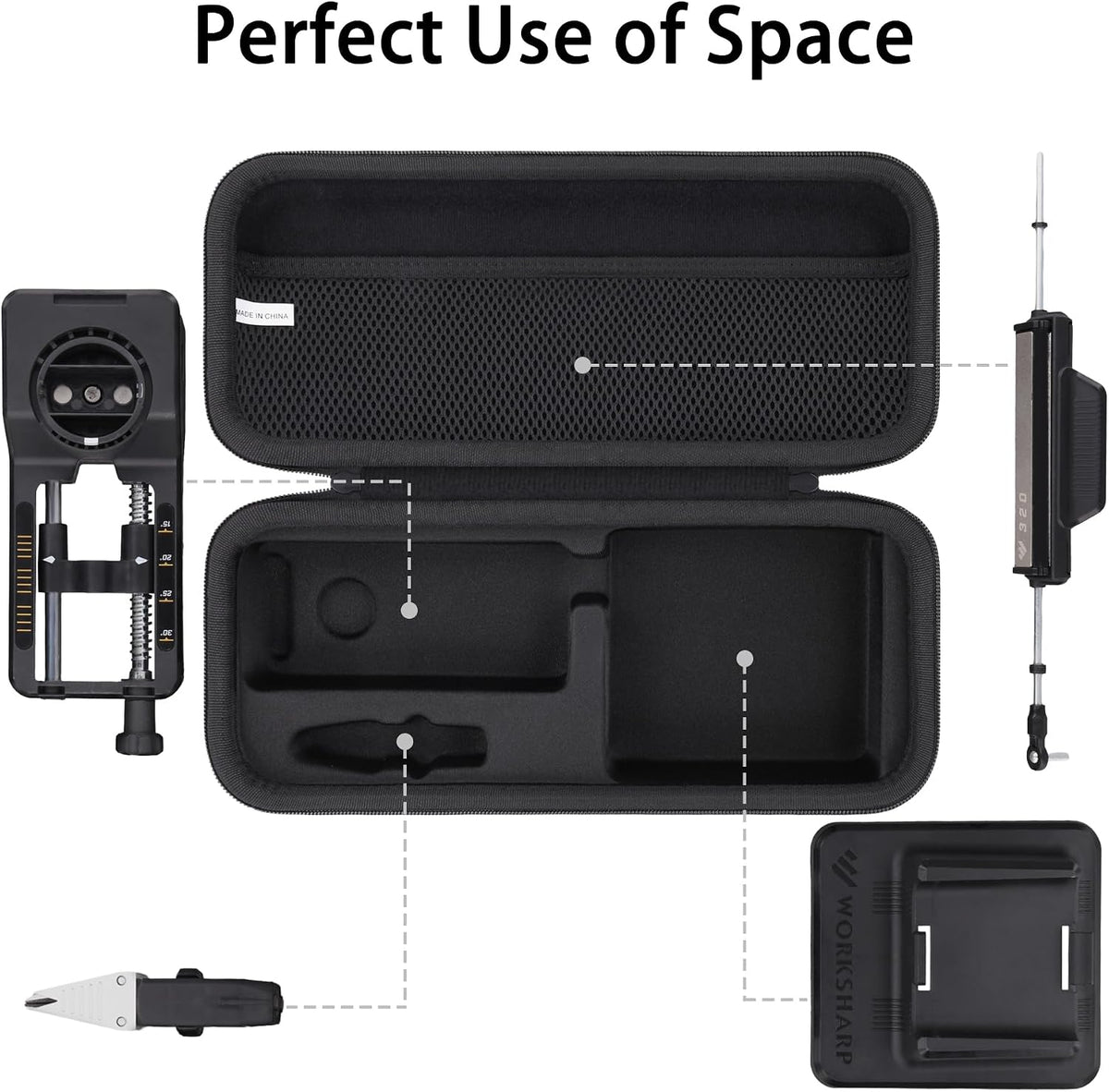 Hard Case for Work Sharp Precision Adjust Knife Sharpener Black | Hard shell construction, Mesh pocket for accessories,Smooth zipper access, Case only