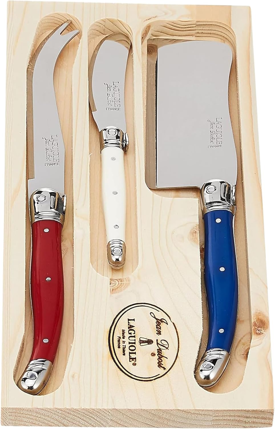 Laguiole 3-Piece Cheese Knife Set, Paris-Colored Handles