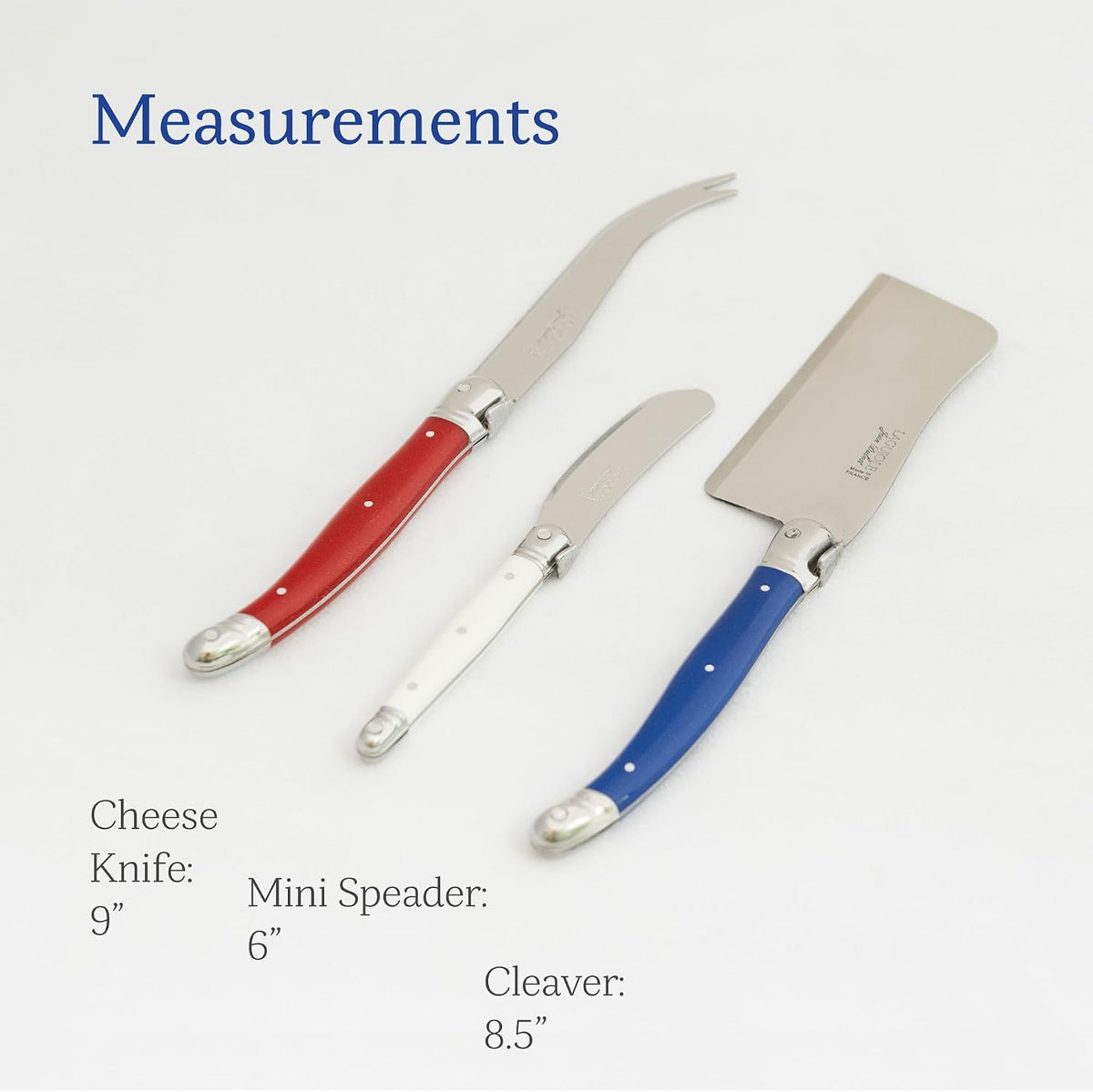 Laguiole 3-Piece Cheese Knife Set, Paris-Colored Handles
