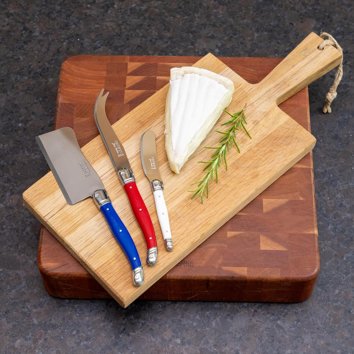 Laguiole 3-Piece Cheese Knife Set, Paris-Colored Handles