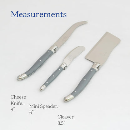 Laguiole 3-Piece Cheese Knife Set, Paris-Colored Handles