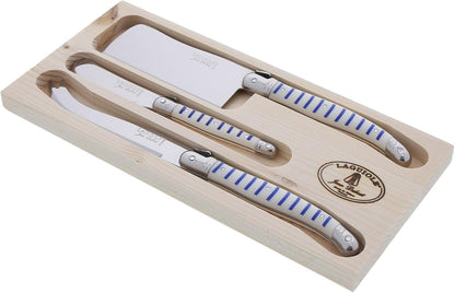Laguiole 3-Piece Cheese Knife Set, Paris-Colored Handles