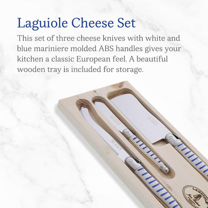 Laguiole 3-Piece Cheese Knife Set, Paris-Colored Handles