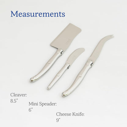 Laguiole 3-Piece Cheese Knife Set, Paris-Colored Handles