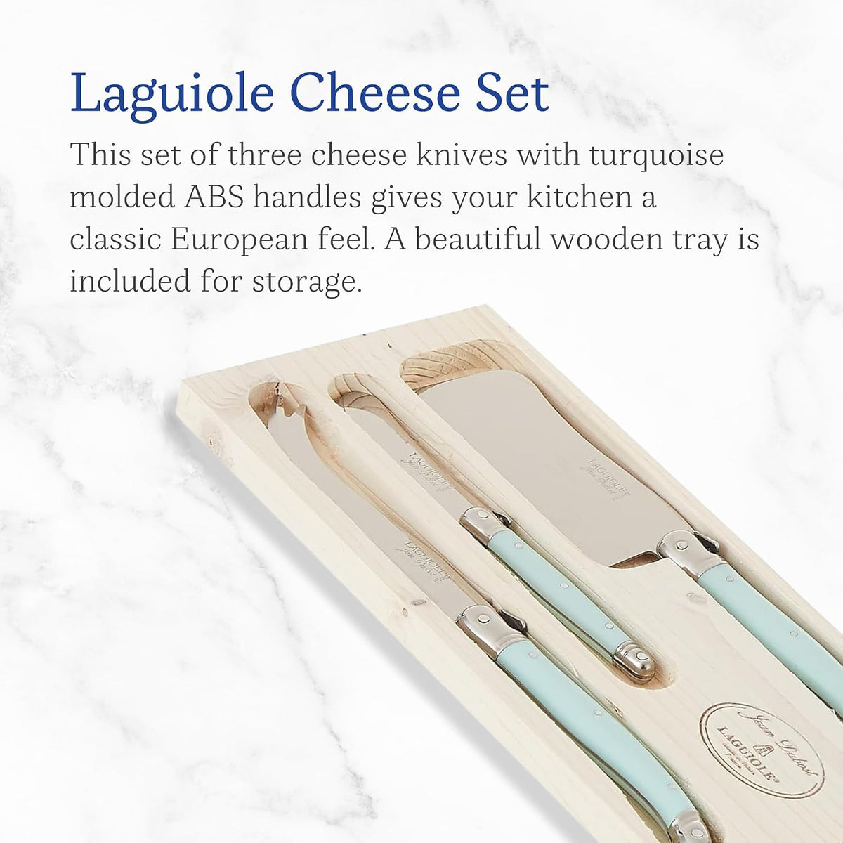 Laguiole 3-Piece Cheese Knife Set, Paris-Colored Handles