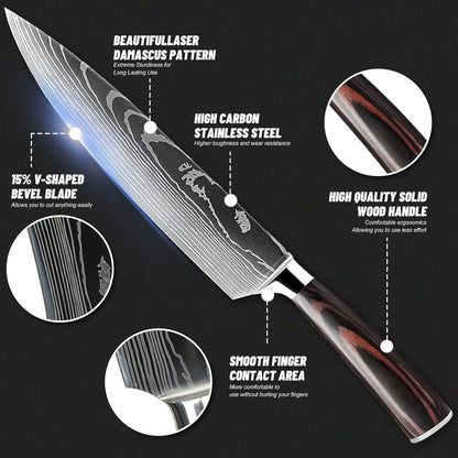 7-Piece Kitchen Knife Set with Magnetic Block - High Carbon Stainless Steel, Hand-Forged, Dishwasher Safe - Professional Knives Set with Block, Versatile Knife Sets for Kitchen
