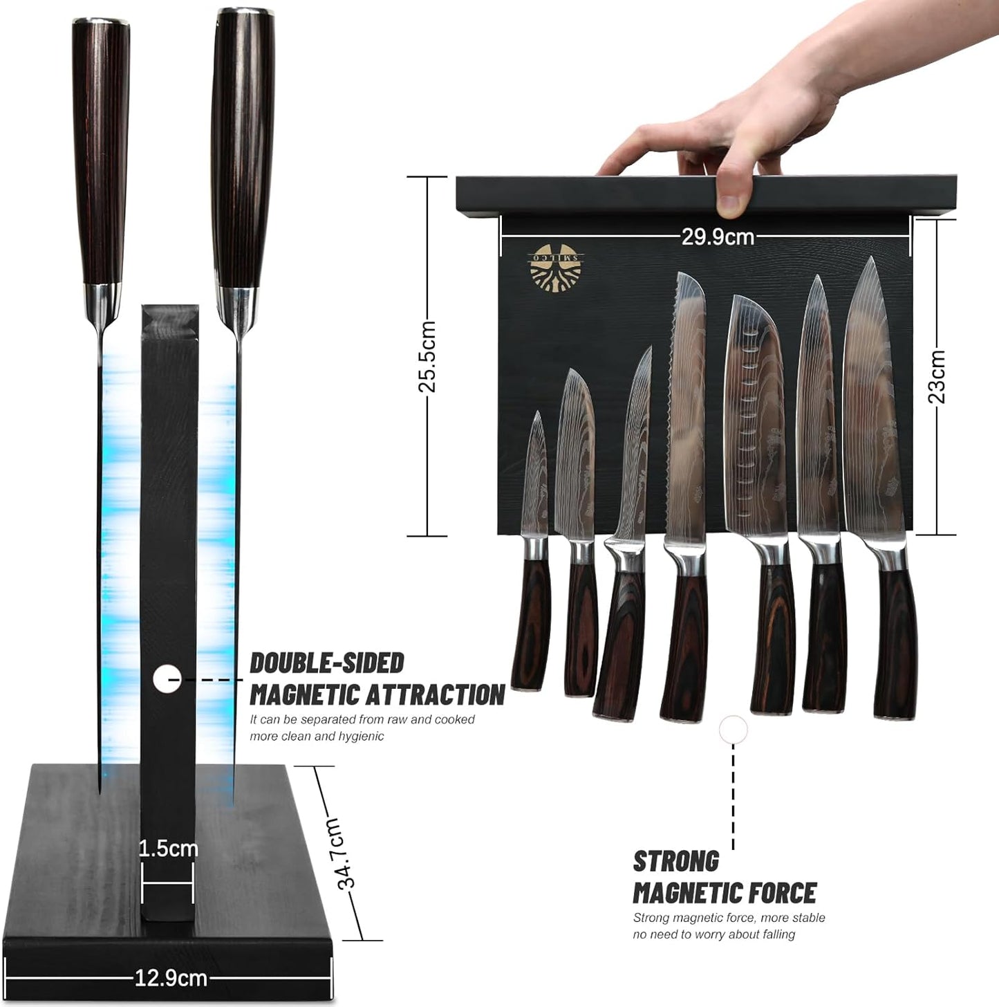 7-Piece Kitchen Knife Set with Magnetic Block - High Carbon Stainless Steel, Hand-Forged, Dishwasher Safe - Professional Knives Set with Block, Versatile Knife Sets for Kitchen
