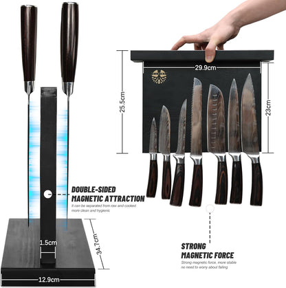 7-Piece Kitchen Knife Set with Magnetic Block - High Carbon Stainless Steel, Hand-Forged, Dishwasher Safe - Professional Knives Set with Block, Versatile Knife Sets for Kitchen