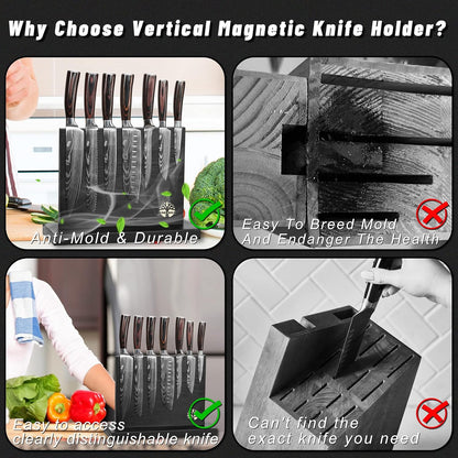 7-Piece Kitchen Knife Set with Magnetic Block - High Carbon Stainless Steel, Hand-Forged, Dishwasher Safe - Professional Knives Set with Block, Versatile Knife Sets for Kitchen