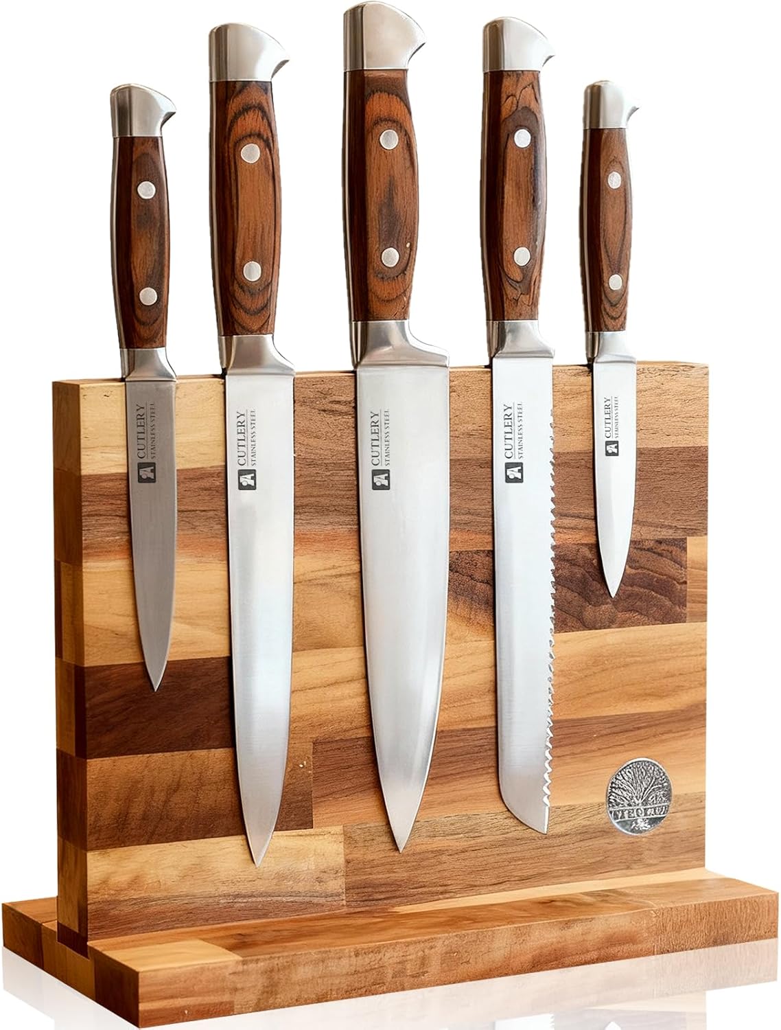 7-Piece Kitchen Knife Set with Magnetic Block - High Carbon Stainless Steel, Hand-Forged, Dishwasher Safe - Professional Knives Set with Block, Versatile Knife Sets for Kitchen