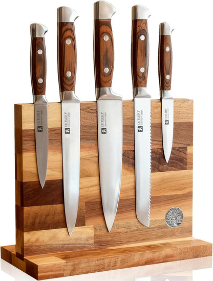7-Piece Kitchen Knife Set with Magnetic Block - High Carbon Stainless Steel, Hand-Forged, Dishwasher Safe - Professional Knives Set with Block, Versatile Knife Sets for Kitchen