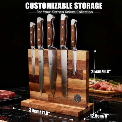 7-Piece Kitchen Knife Set with Magnetic Block - High Carbon Stainless Steel, Hand-Forged, Dishwasher Safe - Professional Knives Set with Block, Versatile Knife Sets for Kitchen