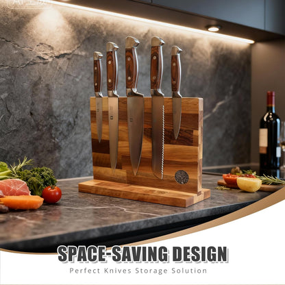 7-Piece Kitchen Knife Set with Magnetic Block - High Carbon Stainless Steel, Hand-Forged, Dishwasher Safe - Professional Knives Set with Block, Versatile Knife Sets for Kitchen