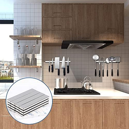 Strong Neodymium Magnets, 5 Pack-2.36x0.39x0.12In | Rare Earth Metal Bar Magnet with Adhesive Backing, Heavy Duty Magnetic Strip for Fridge, Office, Kitchen, Sliver