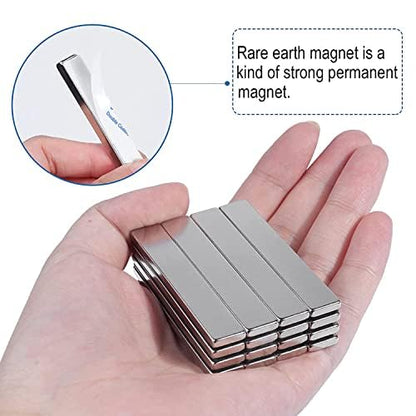 Strong Neodymium Magnets, 5 Pack-2.36x0.39x0.12In | Rare Earth Metal Bar Magnet with Adhesive Backing, Heavy Duty Magnetic Strip for Fridge, Office, Kitchen, Sliver