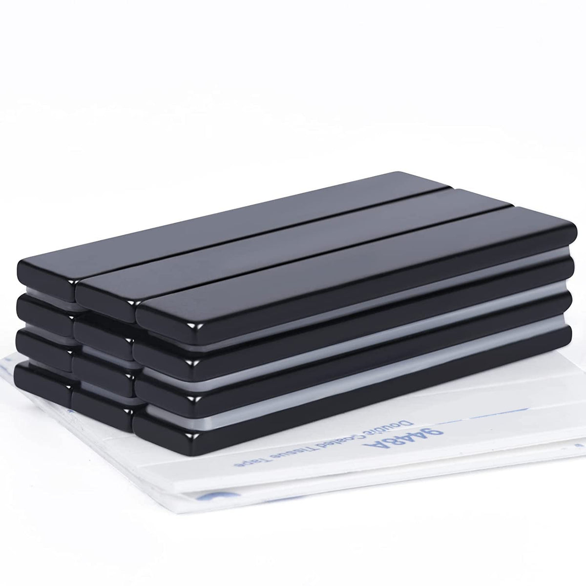 Strong Neodymium Magnets, 5 Pack-2.36x0.39x0.12In | Rare Earth Metal Bar Magnet with Adhesive Backing, Heavy Duty Magnetic Strip for Fridge, Office, Kitchen, Sliver