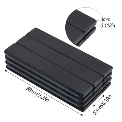 Strong Neodymium Magnets, 5 Pack-2.36x0.39x0.12In | Rare Earth Metal Bar Magnet with Adhesive Backing, Heavy Duty Magnetic Strip for Fridge, Office, Kitchen, Sliver