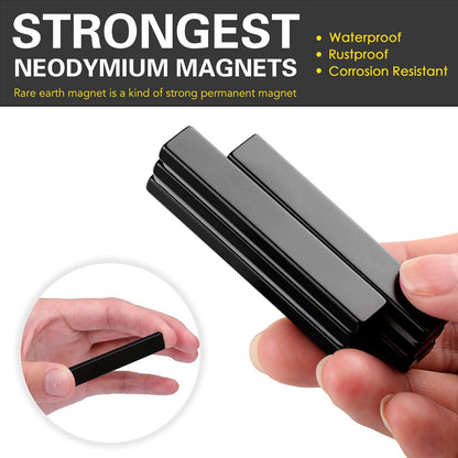 Strong Neodymium Magnets, 5 Pack-2.36x0.39x0.12In | Rare Earth Metal Bar Magnet with Adhesive Backing, Heavy Duty Magnetic Strip for Fridge, Office, Kitchen, Sliver