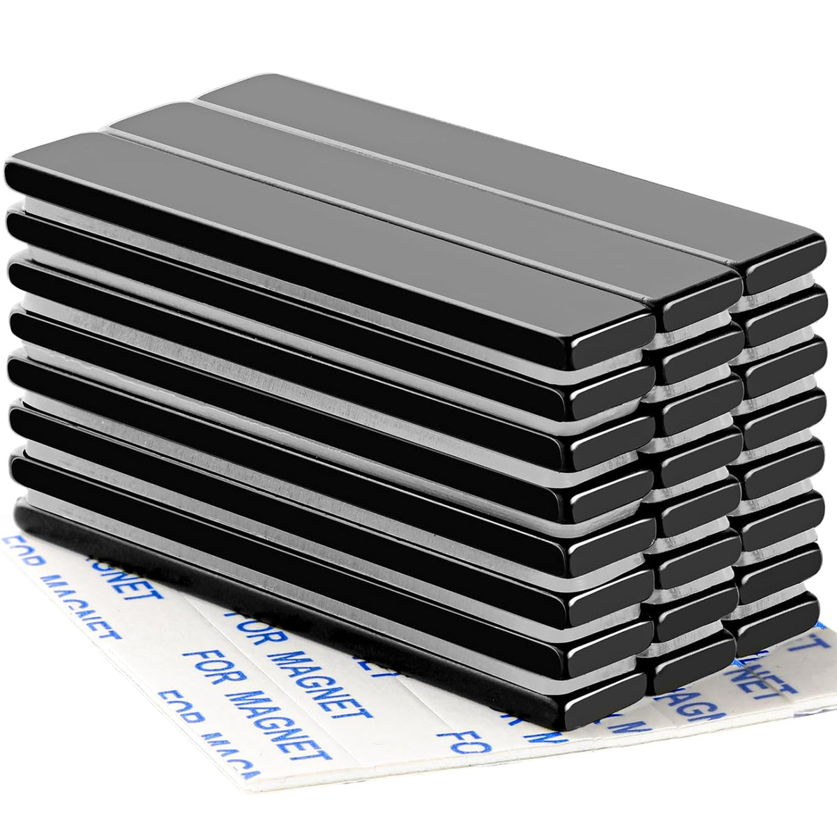 Strong Neodymium Magnets, 5 Pack-2.36x0.39x0.12In | Rare Earth Metal Bar Magnet with Adhesive Backing, Heavy Duty Magnetic Strip for Fridge, Office, Kitchen, Sliver