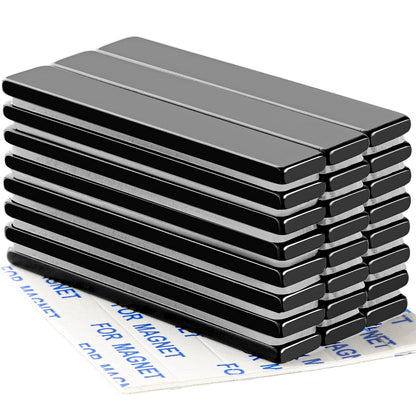 Strong Neodymium Magnets, 5 Pack-2.36x0.39x0.12In | Rare Earth Metal Bar Magnet with Adhesive Backing, Heavy Duty Magnetic Strip for Fridge, Office, Kitchen, Sliver