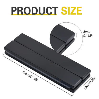 Strong Neodymium Magnets, 5 Pack-2.36x0.39x0.12In | Rare Earth Metal Bar Magnet with Adhesive Backing, Heavy Duty Magnetic Strip for Fridge, Office, Kitchen, Sliver