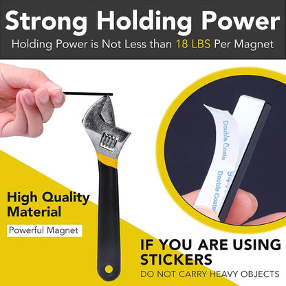 Strong Neodymium Magnets, 5 Pack-2.36x0.39x0.12In | Rare Earth Metal Bar Magnet with Adhesive Backing, Heavy Duty Magnetic Strip for Fridge, Office, Kitchen, Sliver