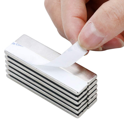Strong Neodymium Magnets, 5 Pack-2.36x0.39x0.12In | Rare Earth Metal Bar Magnet with Adhesive Backing, Heavy Duty Magnetic Strip for Fridge, Office, Kitchen, Sliver