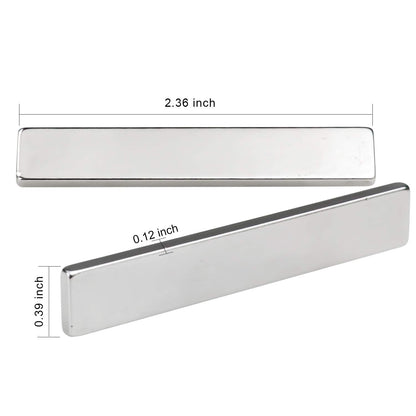 Strong Neodymium Magnets, 5 Pack-2.36x0.39x0.12In | Rare Earth Metal Bar Magnet with Adhesive Backing, Heavy Duty Magnetic Strip for Fridge, Office, Kitchen, Sliver