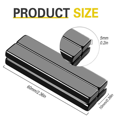 Strong Neodymium Magnets, 5 Pack-2.36x0.39x0.12In | Rare Earth Metal Bar Magnet with Adhesive Backing, Heavy Duty Magnetic Strip for Fridge, Office, Kitchen, Sliver