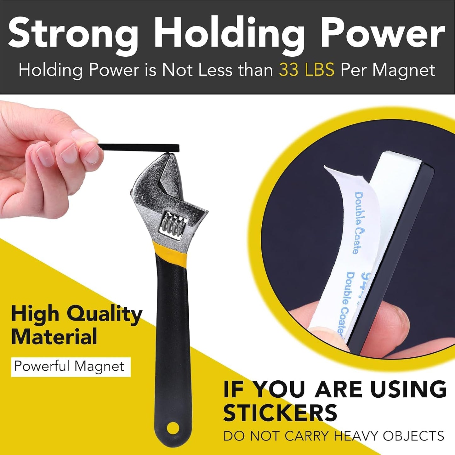 Strong Neodymium Magnets, 5 Pack-2.36x0.39x0.12In | Rare Earth Metal Bar Magnet with Adhesive Backing, Heavy Duty Magnetic Strip for Fridge, Office, Kitchen, Sliver