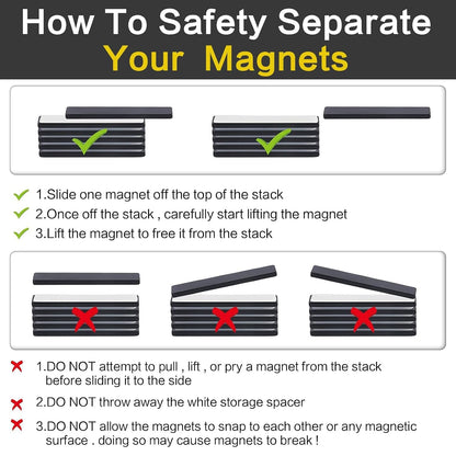Strong Neodymium Magnets, 5 Pack-2.36x0.39x0.12In | Rare Earth Metal Bar Magnet with Adhesive Backing, Heavy Duty Magnetic Strip for Fridge, Office, Kitchen, Sliver