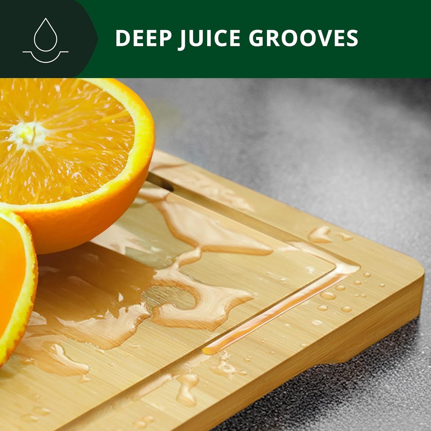 Bamboo Cutting Board with Juice Groove - Kitchen Chopping Board for Meat Cheese and Vegetables, Heavy Duty Serving Tray