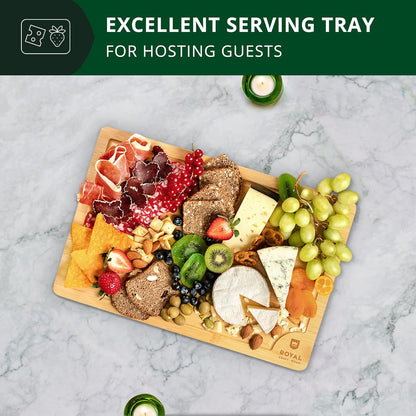 Bamboo Cutting Board with Juice Groove - Kitchen Chopping Board for Meat Cheese and Vegetables, Heavy Duty Serving Tray